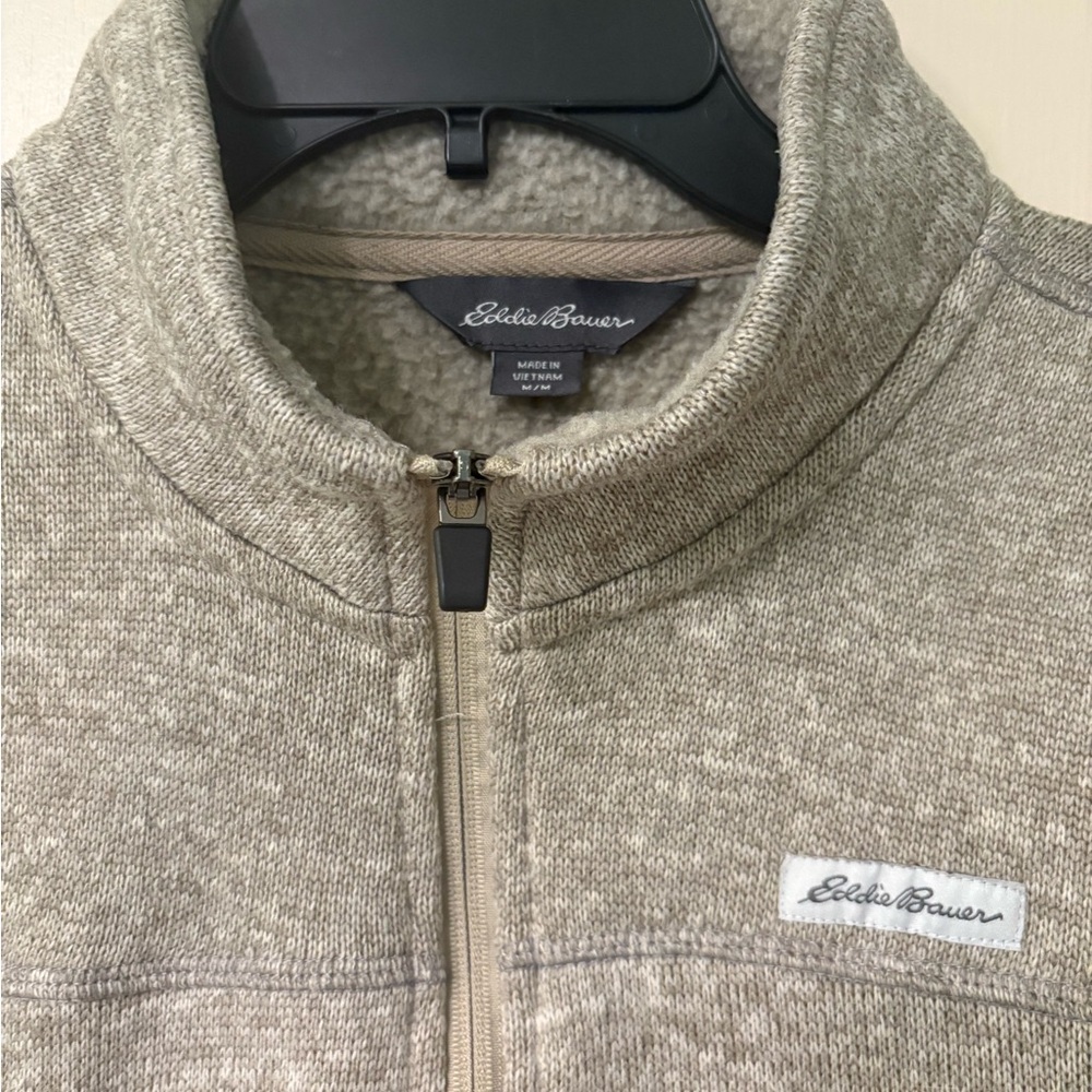 Eddie Bauer Men's Taupe Zip-Up Sweater